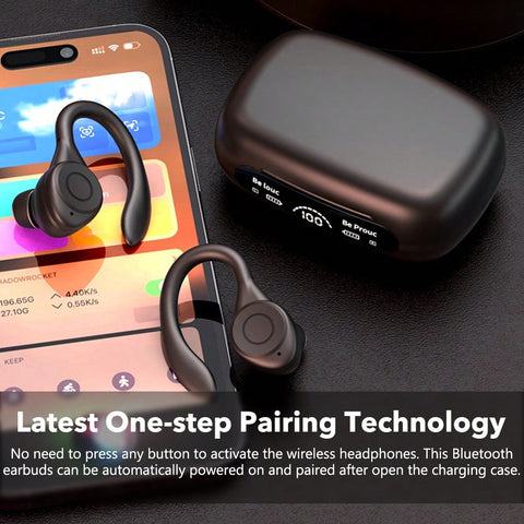 Wireless Earbuds Bluetooth 5.3 TWS Headphones 160Hrs Playtime With Charging Case LED Diaplay Hi-Fi Sweatproof Noise Canceling Over Ear Earhooks Earphone