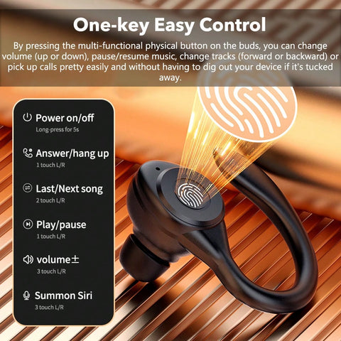 Wireless Earbuds Bluetooth 5.3 TWS Headphones 160Hrs Playtime With Charging Case LED Diaplay Hi-Fi Sweatproof Noise Canceling Over Ear Earhooks Earphone