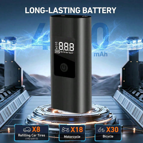 2X Fast Cordless Portable Tire Inflator With Digital Pressure Gauge For Car Bike Motorcycle Ball