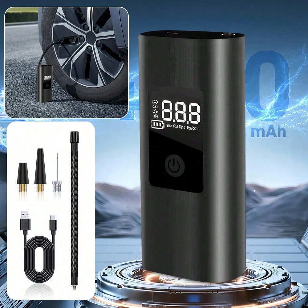 2X Fast Cordless Portable Tire Inflator With Digital Pressure Gauge For Car Bike Motorcycle Ball