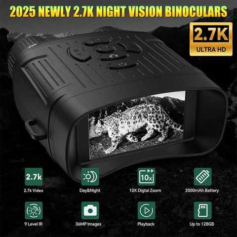 Digital Infrared Night Vision HD 10X Digital Zoom 36MP Resolution 2.7K Video Recording For Exploration Camping Hiking