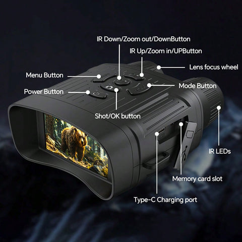 Digital Infrared Night Vision HD 10X Digital Zoom 36MP Resolution 2.7K Video Recording For Exploration Camping Hiking
