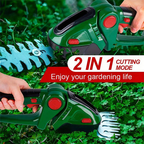 2-In-1 Electric Shrub Trimmer Grass Shears SK5 With 2 PCS Rechargeable Battery And Charger For Garden, Lawn, Double Safety Lock Control