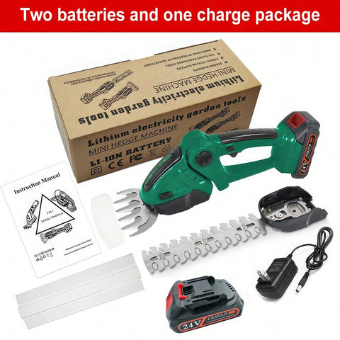 2-In-1 Electric Shrub Trimmer Grass Shears SK5 With 2 PCS Rechargeable Battery And Charger For Garden, Lawn, Double Safety Lock Control