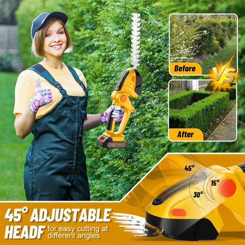 2-In-1 Electric Shrub Trimmer Grass Shears SK5 With 2 PCS Rechargeable Battery And Charger For Garden, Lawn, Double Safety Lock Control