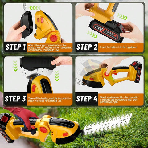 2-In-1 Electric Shrub Trimmer Grass Shears SK5 With 2 PCS Rechargeable Battery And Charger For Garden, Lawn, Double Safety Lock Control