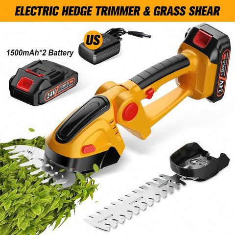 2-In-1 Electric Shrub Trimmer Grass Shears SK5 With 2 PCS Rechargeable Battery And Charger For Garden, Lawn, Double Safety Lock Control