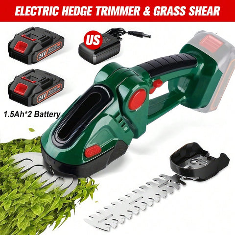 2-In-1 Electric Shrub Trimmer Grass Shears SK5 With 2 PCS Rechargeable Battery And Charger For Garden, Lawn, Double Safety Lock Control