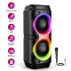 Portable Bluetooth Speaker Dual Speakers Party Stereo Subwoofer RGB Lights Karaoke Heavy Bass With Mic (Optional)