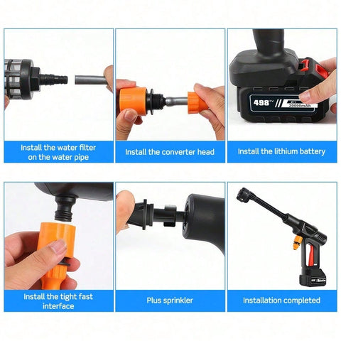 Australian Plug!!!PEPWELL Portable Cordless Pressure Washer Electric Power Jet Water Wash Cleaner With Rechargeable 6-In-1 Nozzle Compatible With Makita Battery Car Washer Gun