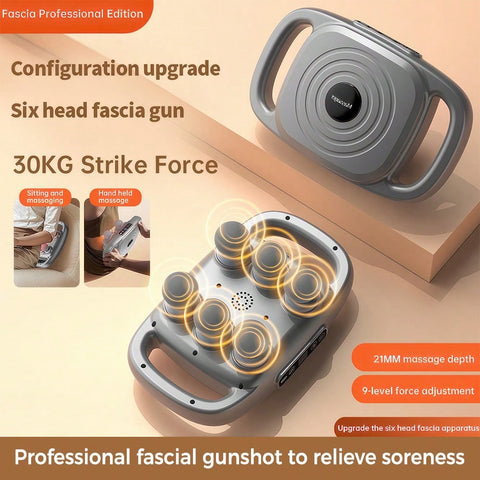 Professional 6-Head Fascia Massage Gun With Upgraded Six-Rod Technology, 9 Modes, 9 Intensity Levels, Full-Body Deep High-Frequency Vibration, Muscle Relaxation, USB Charging, 2400mAh High-Capacity Lithium Battery, LED Display, Powerful Low-Noise Motor Fo