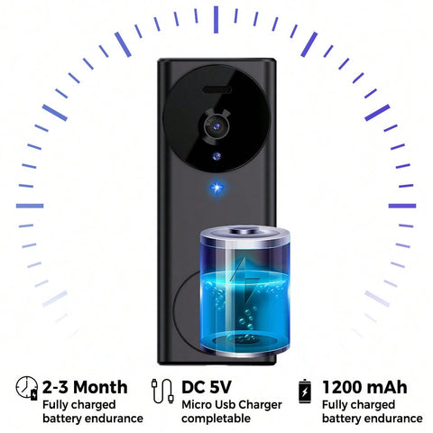 4.3 Inch Screen Video Doorbell 2.4G Wireless Doorbell Camera With Video Two-Way Audio 130° Angle For Outdoor, Video Doorbell No Subscription No APP No WiFi
