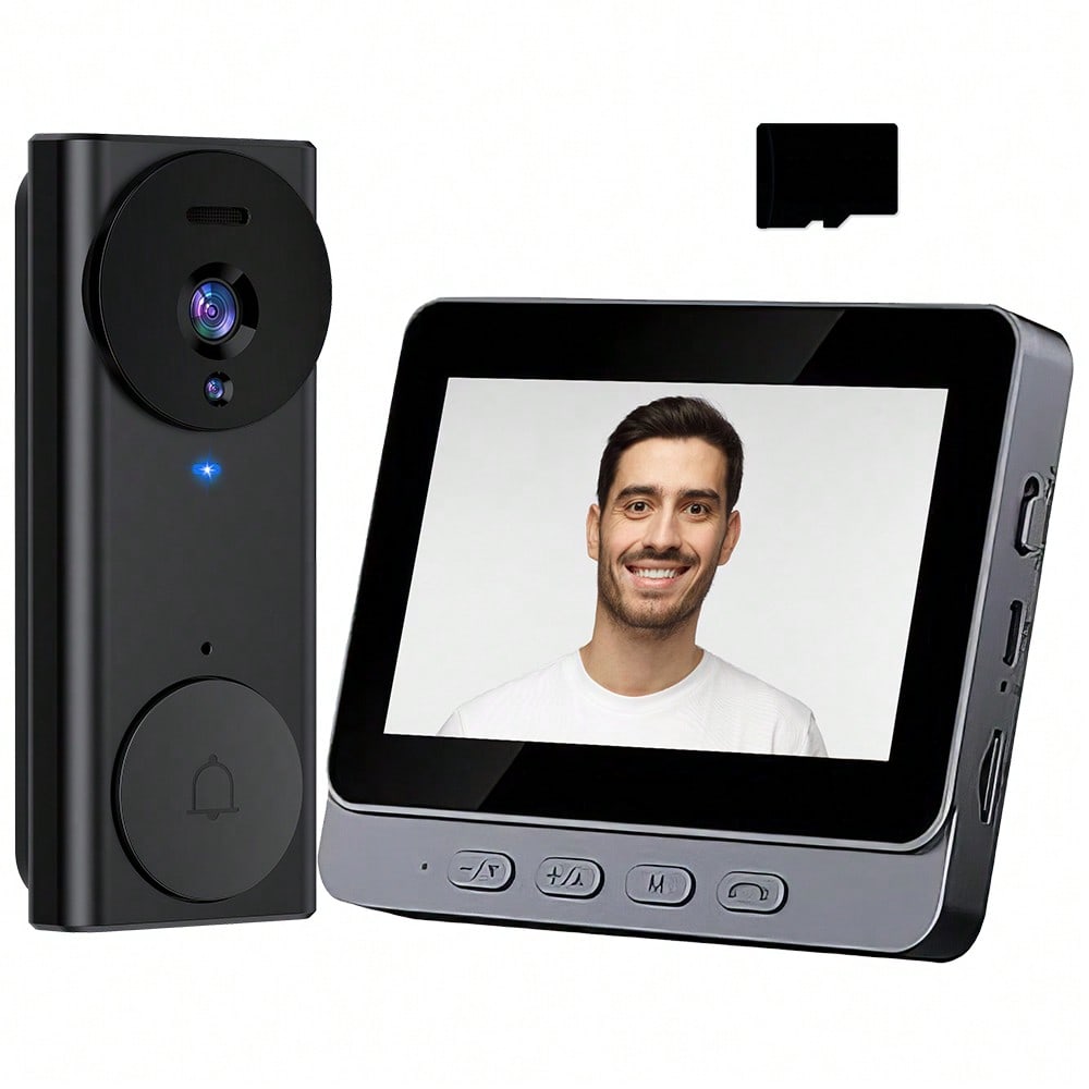 4.3 Inch Screen Video Doorbell 2.4G Wireless Doorbell Camera With Video Two-Way Audio 130° Angle For Outdoor, Video Doorbell No Subscription No APP No WiFi