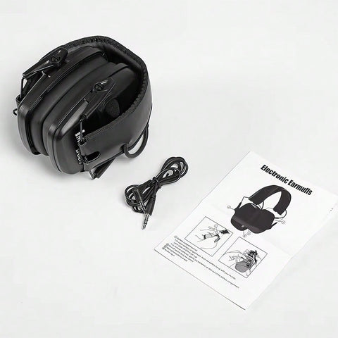 Foldable Electronic Ear Defenders Ear Protect Muffs | Noise Reduction Impact Sport Shooting | Built-In Orienteering Microphone | Integrated Power/ Volume Knob | Powered By 2 AAA Batteries