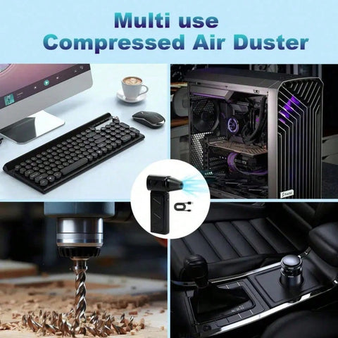 1PCS 130000RPM Electric Air Duster Compressed Air Duster | 4-Gear Adjustable | Keyboard, PC, Car, Air Bed and Home Cleaning | Black