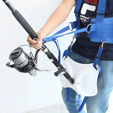 Fishing Strap-Type Belly Belt Waist Pole Holder Vest Belt | Inbuilt 8mm Sponge Pad | For Waist Circumference Of 34-50 Inches | Blue