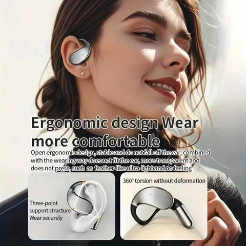 Wireless 5.4 OWS Earphones HIFI Heavy Bass Non-in-ear Earhook Sports Earphones, 14.2mm Composite Titanium-plated Dynamic Coil