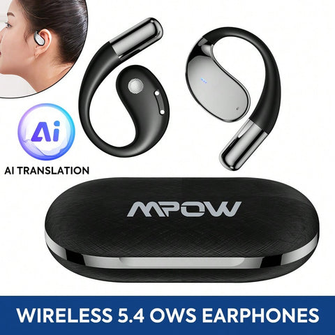 Wireless 5.4 OWS Earphones HIFI Heavy Bass Non-in-ear Earhook Sports Earphones, 14.2mm Composite Titanium-plated Dynamic Coil
