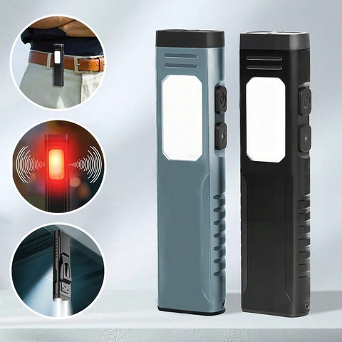 Only 62g Rechargeable Pocket EDC Flashlight With Buzzer | 7-Mode Side-Light | 500 Lumens | Clip-On Handheld |  Suitable For Outdoors, Home, And Work