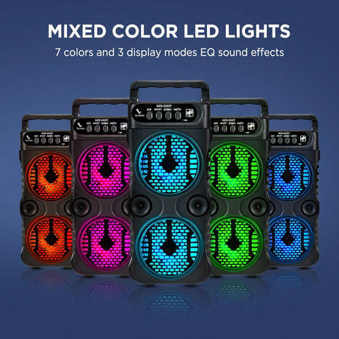 Portable Wireless Speaker 3 Inches Dual Music Stereo | RGB Lights | Dancing Party Family Karaoke | USB and TF Card, U Disk, FM,Mic in And TWS