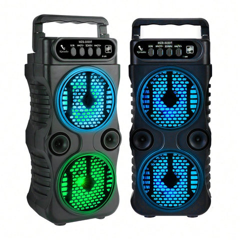 Portable Wireless Speaker 3 Inches Dual Music Stereo | RGB Lights | Dancing Party Family Karaoke | USB and TF Card, U Disk, FM,Mic in And TWS