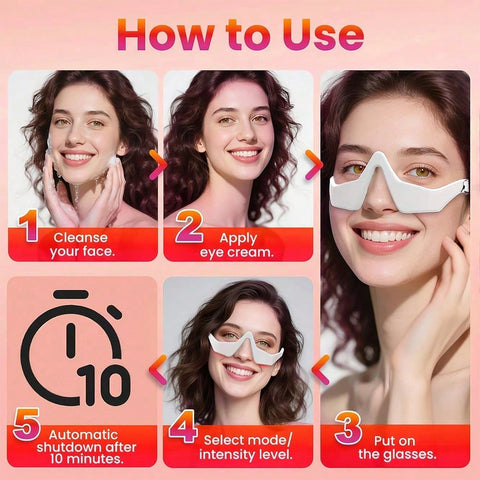 Only 1.58 Oz! Portable Eye Beauty Glasses Massager Eye Mask | Eye Bags Dark Circles Puffiness Wrinkles Fine Lines | 3speed and 2 Modes 3D Surround Fit  Massage | Type-C Charging