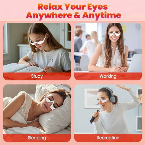 Only 1.58 Oz! Portable Eye Beauty Glasses Massager Eye Mask | Eye Bags Dark Circles Puffiness Wrinkles Fine Lines | 3speed and 2 Modes 3D Surround Fit  Massage | Type-C Charging