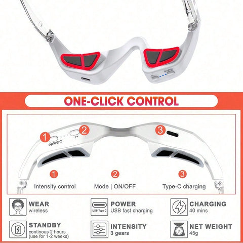 Only 1.58 Oz! Portable Eye Beauty Glasses Massager Eye Mask | Eye Bags Dark Circles Puffiness Wrinkles Fine Lines | 3speed and 2 Modes 3D Surround Fit  Massage | Type-C Charging