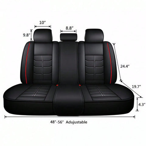 Leather Car 5 Seat Covers for Most Cars SUV and Most Sedans Hatchbacks Crossovers | seat covers with lumbar support | 2 front seat covers and 3 back seat covers | crafted from premium NAPPA Leather | install by chuck and hook | 5 different colors