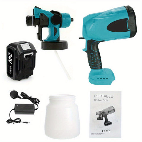 无绳喷漆器，配备 1.8 毫米铜质喷嘴，有效防止堵塞，800 毫升大容量容器和强劲电池，适用于汽车、门、甲板、墙壁、围栏