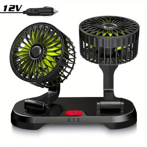 夏日车内救星！双头 USB 车载风扇，强劲降温。风速可调，底座 360°、夹子 90° 旋转，紧凑适配汽车、SUV、卡车，实用便携，舒适度拉满