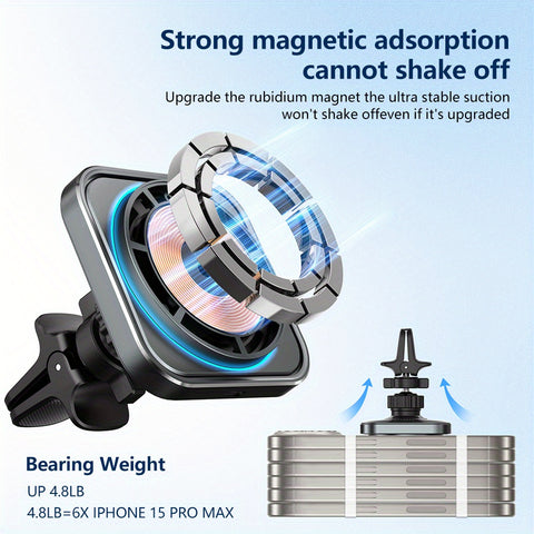 15W Magnetic Wireless Car Charger Phone Holder Mount, 15W MagSafe Car Mount Charger Magnetic WirelessDashboard Universal Car Wireless Charger Mount for iPhone 15/14/13/12 Series