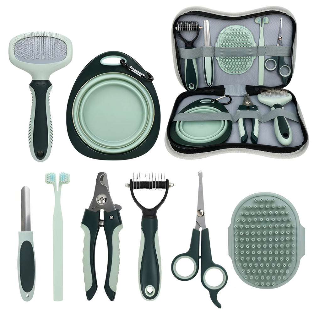 8 in 1 Complete Professional Dog Grooming Set for Grooming Short-haired and Long-haired Dogs and Cats, Dog Paw Care Nail Clippers and Trimmers, Stainless Steel Depilatory Comb, Cat and Dog Grooming Supplies