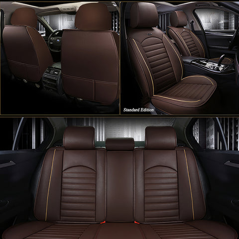 Universal 5 Seat Car Seat Cover, Full Set Luxury PU Leather Front Rear Cushion Protector Interior Decor Automotive Seat Covers Accessories for for Car Sedan SUV Pick-up Truck Hatchback