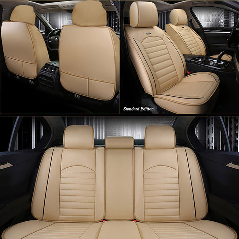 Universal 5 Seat Car Seat Cover, Full Set Luxury PU Leather Front Rear Cushion Protector Interior Decor Automotive Seat Covers Accessories for for Car Sedan SUV Pick-up Truck Hatchback