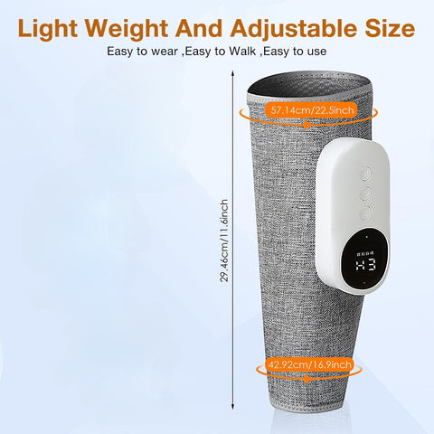 Adjustable calf massager, portable leg massager, relieves pain, 3 intensity levels, 3 modes, calf air pressure massager, gray