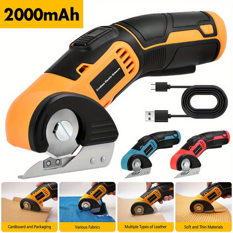 无绳纸板切割器，旋转式切割地毯工具，适用于切割盒子、塑料、皮革、乙烯基，可充电，带安全锁，是送给木匠、裁缝的理想礼物