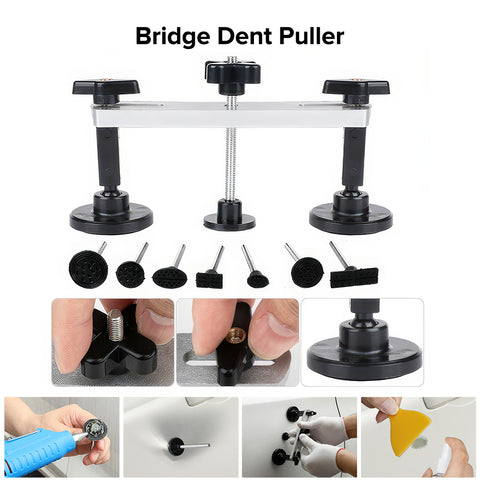 专业汽车无痕凹陷修复工具组，含金钩、桥式拉拔器等，高效修复钣金凹痕、冰雹与车门坑。不伤原漆，操作精准，适用于多种车型与凹痕尺寸，是DIY车主的理想之选。