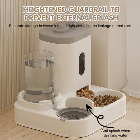 Cat Feeder and Gravity Drinker, 3.3L 2-in-1 Automatic Pet Drinker Detachable Set Pet Food Storage Suitable for Small Dogs and Cats