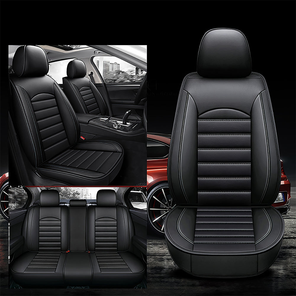 Universal 5 Seat Car Seat Cover, Full Set Luxury PU Leather Front Rear Cushion Protector Interior Decor Automotive Seat Covers Accessories for for Car Sedan SUV Pick-up Truck Hatchback