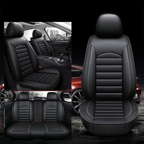 Universal 5 Seat Car Seat Cover, Full Set Luxury PU Leather Front Rear Cushion Protector Interior Decor Automotive Seat Covers Accessories for for Car Sedan SUV Pick-up Truck Hatchback