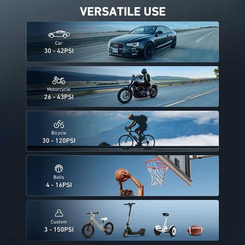 150 PSI Air Compressor Tire Inflator Fits Car Motor Bike Tires Air Pump Portable