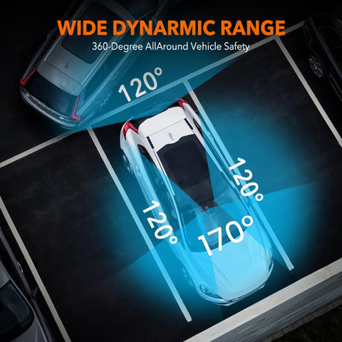 1080P汽车左前右后多通道行车记录仪，4镜头记录，左右镜头角度调节，内置FHD，夜视