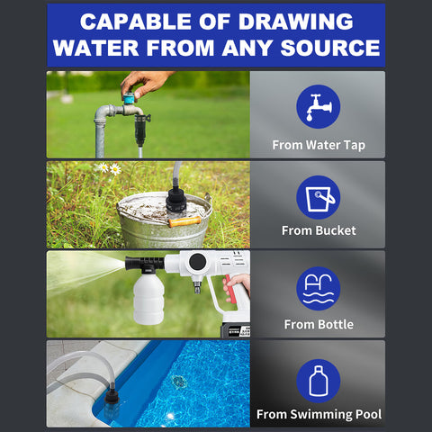 High Pressure Washer Gun--High-Capacity Battery, 6-in-1 Adjustable Nozzle & Foam Pot, ABS and copper 990PSI Pressure Washer, Portable Handheld Power Washer for Car, Home Cleaning & Garden Watering