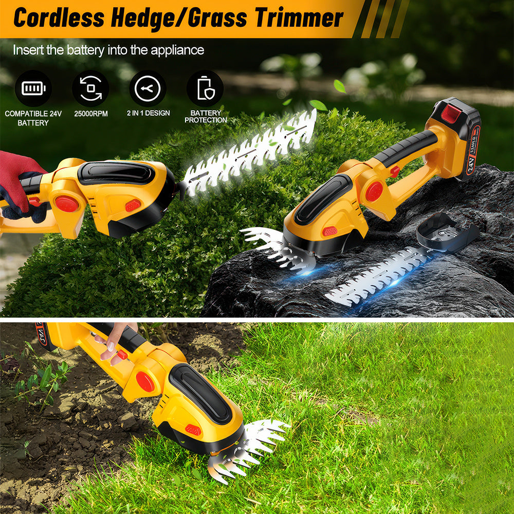 Cordless Hedge Trimmer For DeWalt 24V Battery Grass Shear Shrubber Trimmer