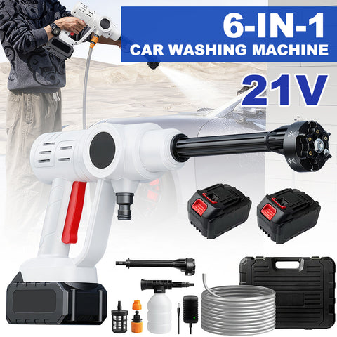 High Pressure Washer Gun--High-Capacity Battery, 6-in-1 Adjustable Nozzle & Foam Pot, ABS and copper 990PSI Pressure Washer, Portable Handheld Power Washer for Car, Home Cleaning & Garden Watering