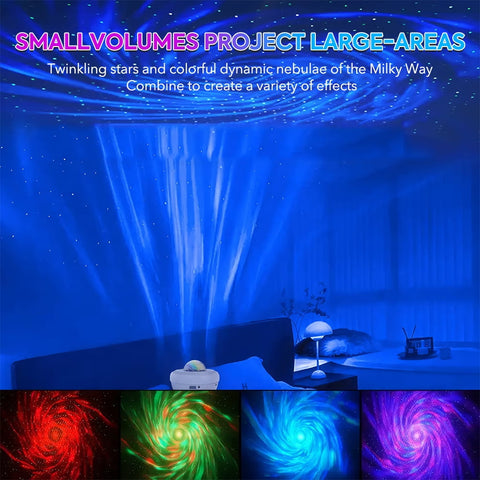 Galaxy Star Projector with Speaker, 21 Lighting Modes, Remote Control & Timer, Adjustable Brightness/Speed, Compact Portable for Bedroom/Party Decoration (White/Black)