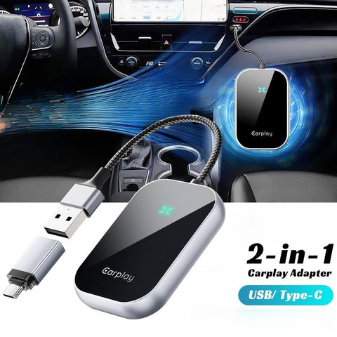 Portable CarPlay and Android Auto 2-in-1 Adapter - This CarPlay adapter converts wired CarPlay (USB-A) to USB-C