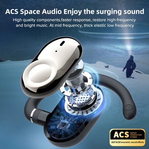 BT 5.4 Headset TWS Wireless Earphones Earbuds Stereo Headphones Ear Hook