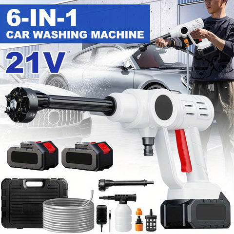 990PSI Cordless Electric Pressure Washer, 6-in-1 Adjustable Nozzle & 3-Speed Touchscreen, Portable High Pressure Water Gun for Cars, Windows, Patio, Indoor, Outdoor Use, Car Cleaning Tool, Robust Construction